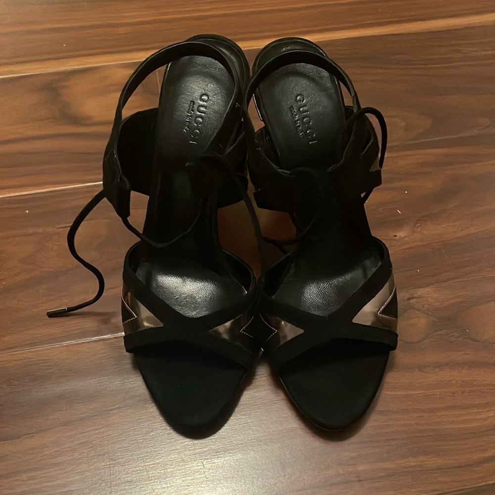 Gucci Black and Gold Heel Sandal size 6.5 - Picture 2 of 11